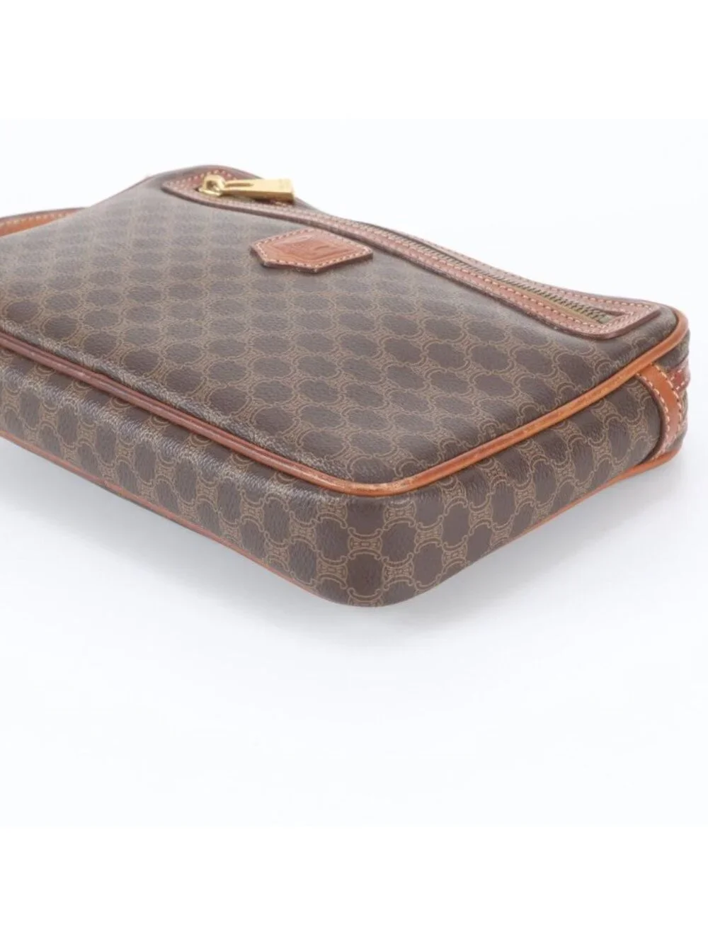 Celine Macadam Leather Clutch Pouch Business Brown